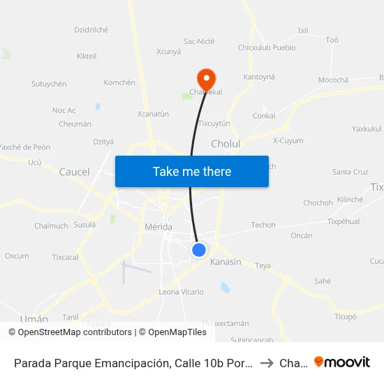 Parada Parque Emancipación, Calle 10b Por 25b Y 25a, Fraccionamiento  Vergel Ii. to Chablekal map