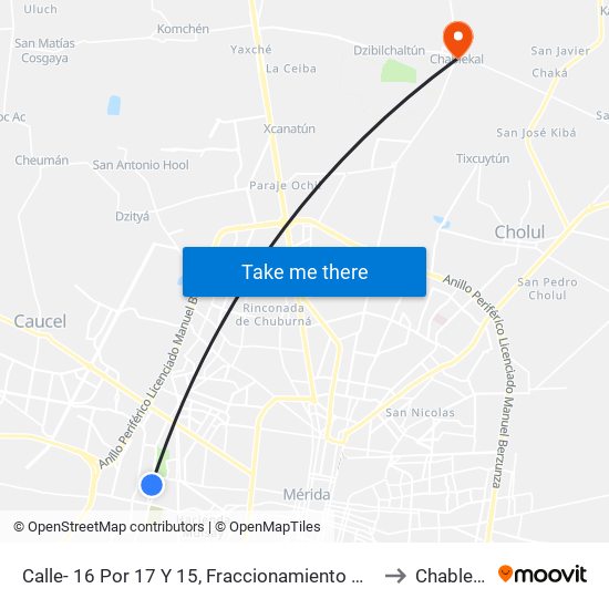 Calle- 16 Por 17 Y 15, Fraccionamiento Mulsay. to Chablekal map