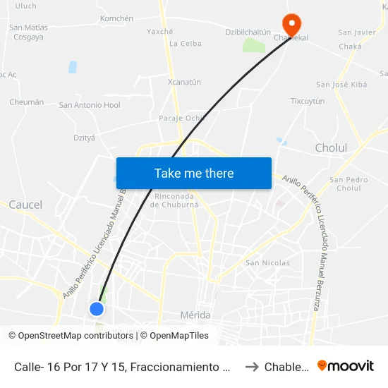 Calle- 16 Por 17 Y 15, Fraccionamiento Mulsay. to Chablekal map