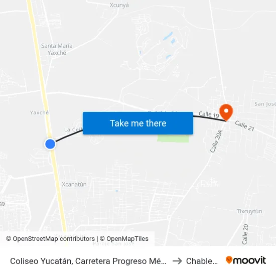 Coliseo Yucatán, Carretera Progreso Mérida to Chablekal map