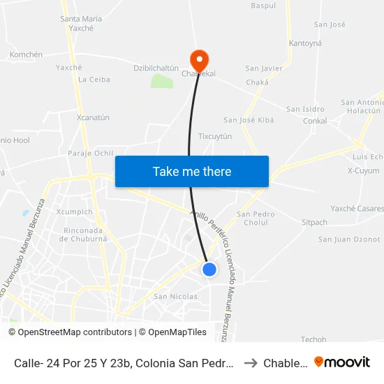 Calle- 24 Por 25 Y 23b, Colonia San Pedro Cholul. to Chablekal map