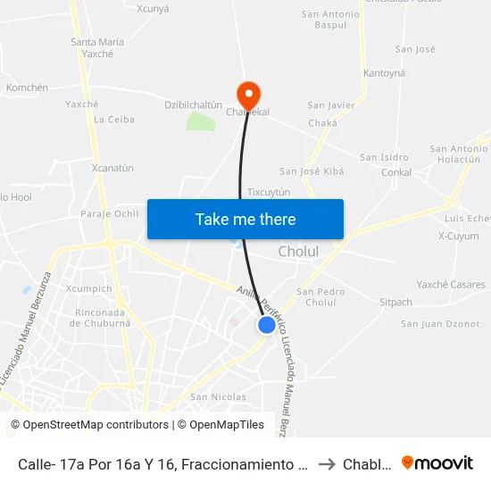 Calle- 17a Por 16a Y 16, Fraccionamiento Paraíso Maya. to Chablekal map