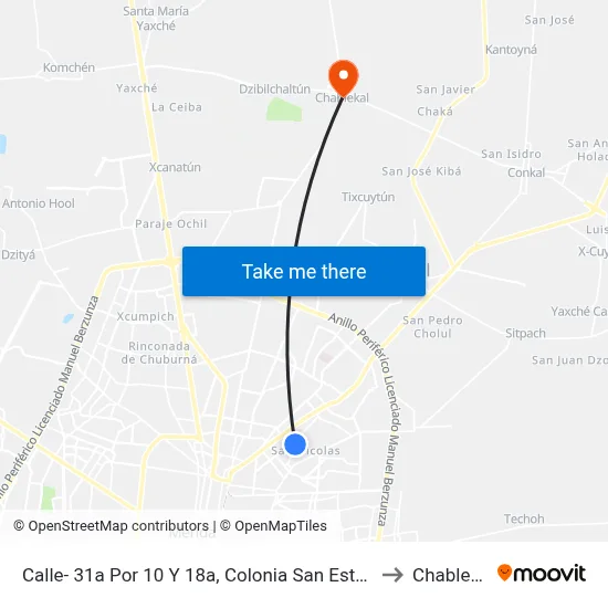 Calle- 31a Por 10 Y 18a, Colonia San Esteban. to Chablekal map