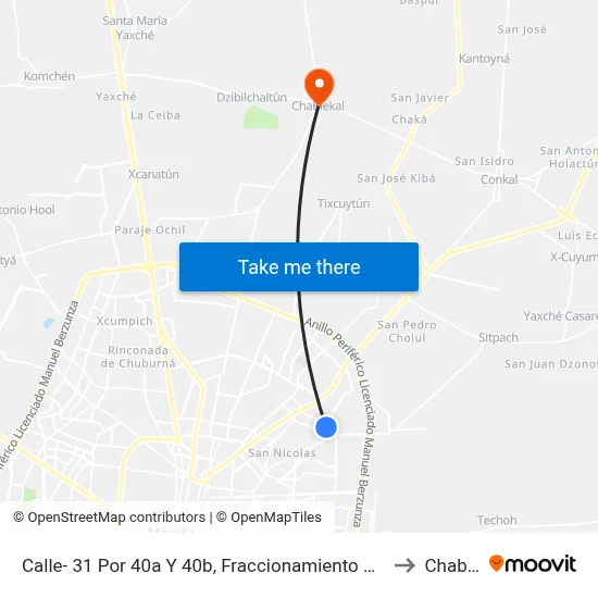 Calle- 31 Por 40a Y 40b, Fraccionamiento Residencial Los Pinos. to Chablekal map