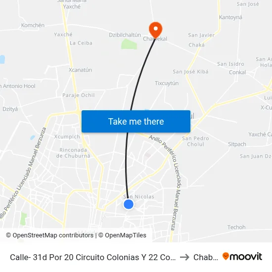 Calle- 31d Por 20 Circuito Colonias Y 22 Colonia (Nueva Alemán). to Chablekal map