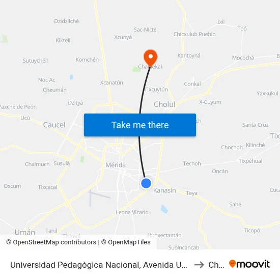 Universidad Pedagógica Nacional, Avenida Universidad Pedagógica Por Calle 27b Y 25d, San Antonio Kaua to Chablekal map