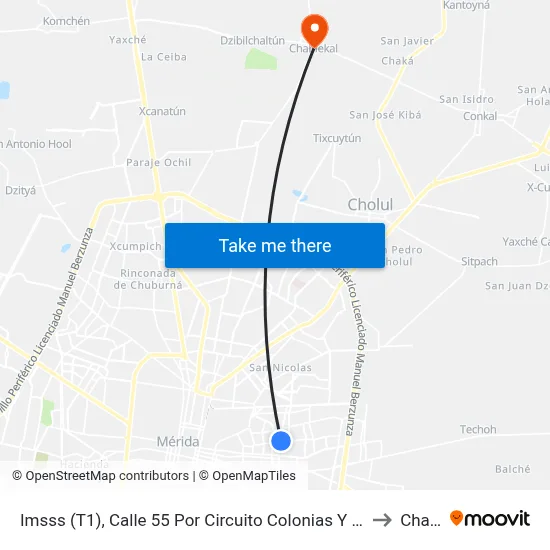 Imsss (T1), Calle 55 Por  Circuito Colonias Y Calle 16, Fraccionamiento Del Parque to Chablekal map