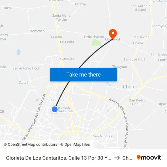 Glorieta De Los Cantaritos, Calle 13 Por 30 Y 42, Fraccionamiento Francisco De Montejo to Chablekal map