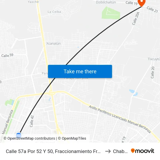 Calle 57a Por 52 Y 50, Fraccionamiento Francisco De Montejo to Chablekal map