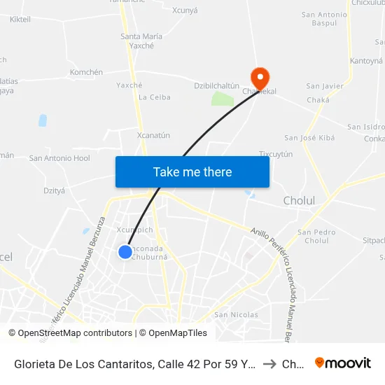 Glorieta De Los Cantaritos, Calle 42 Por 59 Y 61, Fraccionamiento Francisco De Montejo to Chablekal map