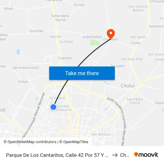 Parque De Los Cantaritos, Calle 42 Por 57 Y 59, Fraccionamiento Francisco De Montejo to Chablekal map
