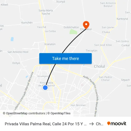 Privada Villas Palma Real, Calle 24 Por 15 Y 17, Fraccionamiento Palma Real Chuburná to Chablekal map