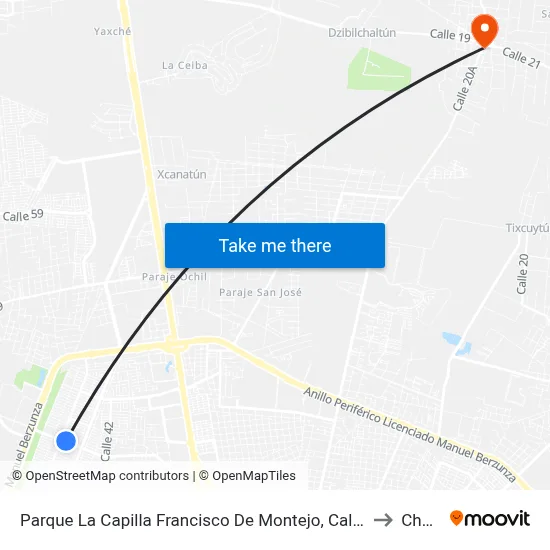 Parque La Capilla Francisco De Montejo, Calle 51 Por 54 Y 56, Francisco De Montejo to Chablekal map
