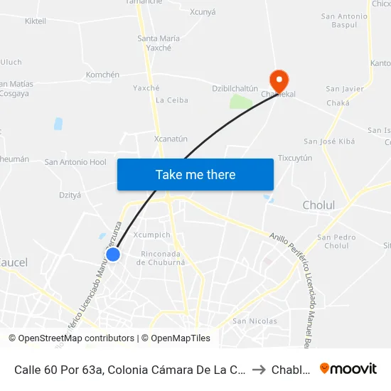 Calle 60 Por 63a, Colonia Cámara De La Construcción to Chablekal map