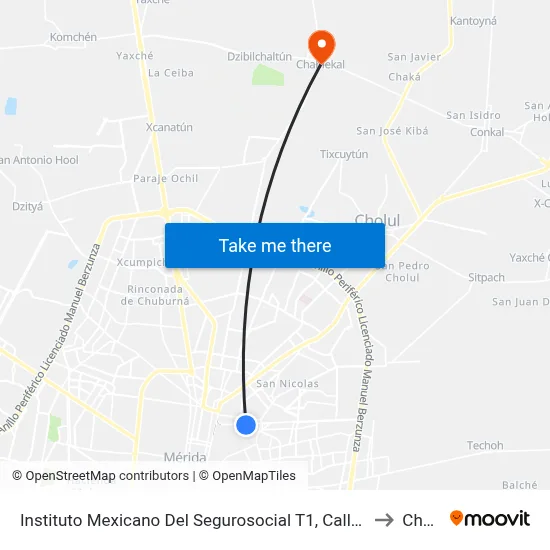 Instituto Mexicano Del Segurosocial T1, Calle  39 Por 40 Y 38, Fraccionamiento El Fénix to Chablekal map
