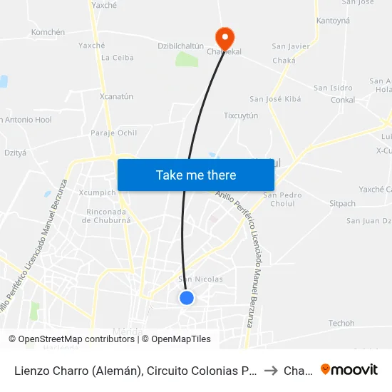 Lienzo Charro (Alemán), Circuito Colonias Por Calle 26, Adolfo López Mateos to Chablekal map