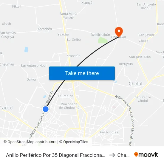 Anillo Periférico Por 35 Diagonal Fraccionamiento Paseos De Chenku to Chablekal map