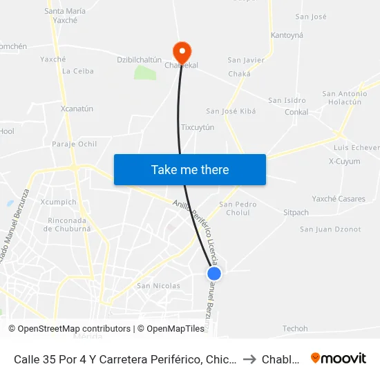 Calle 35 Por 4 Y Carretera Periférico, Chichí Suárez to Chablekal map