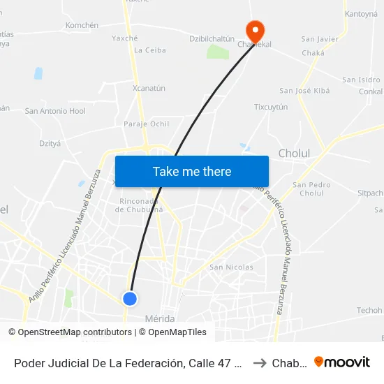 Poder Judicial De La Federación, Calle 47 Por 90a Y84a, Centro to Chablekal map