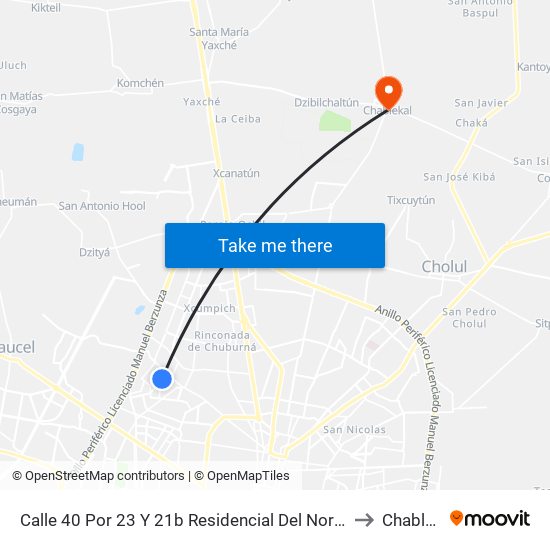 Calle 40 Por 23 Y 21b Residencial Del Norte (Chenku) to Chablekal map