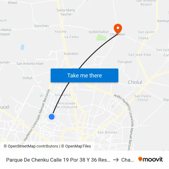 Parque De Chenku Calle 19 Por 38 Y 36 Residencial Del Norte (Chenku) to Chablekal map
