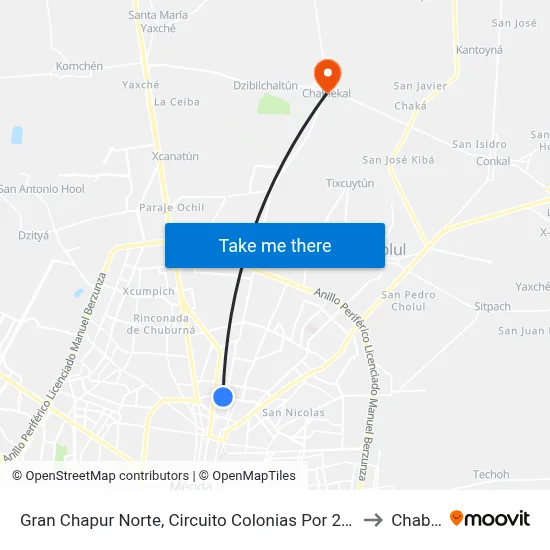 Gran Chapur Norte, Circuito Colonias Por 26 Y 20, Colonia México to Chablekal map