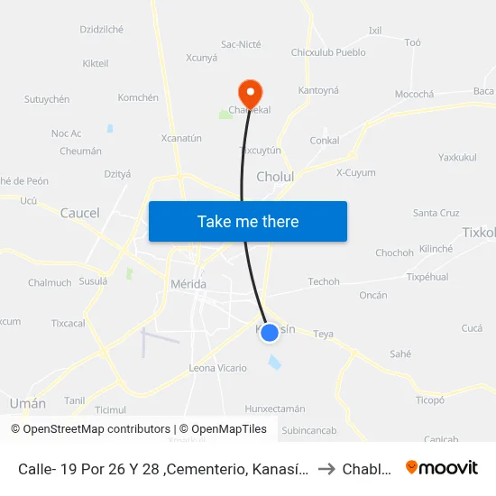 Calle- 19 Por 26 Y 28 ,Cementerio, Kanasín Yucatán to Chablekal map