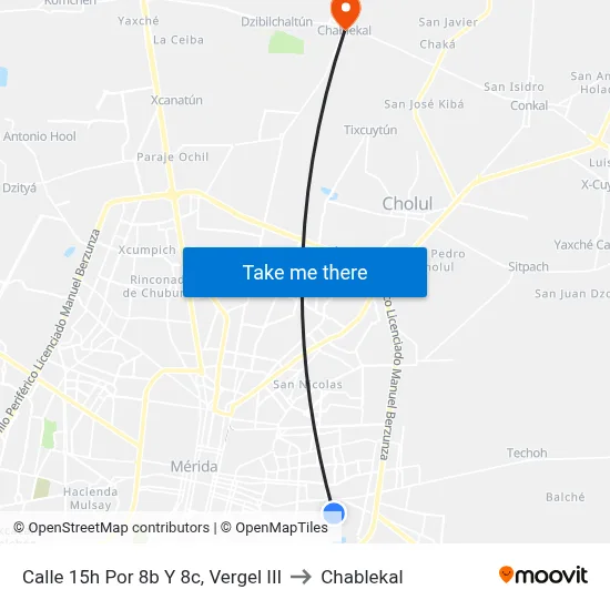 Calle 15h Por 8b Y 8c, Vergel III to Chablekal map