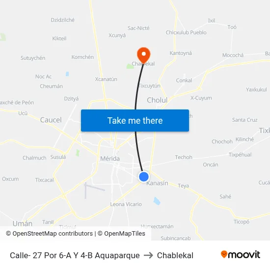 Calle- 27 Por 6-A Y 4-B Aquaparque to Chablekal map