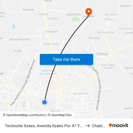 Technotel Itzáes, Avenida Itzáes Por 47 Y 41, Centro to Chablekal map