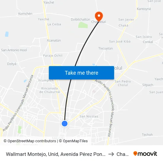 Wallmart Montejo, Unid, Avenida Pérez Ponce Por Paseo De Montejo to Chablekal map