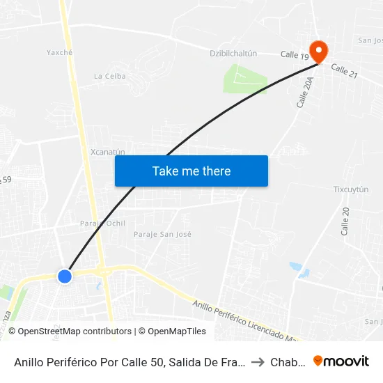Anillo Periférico Por Calle 50, Salida De Francisco De Montejo to Chablekal map