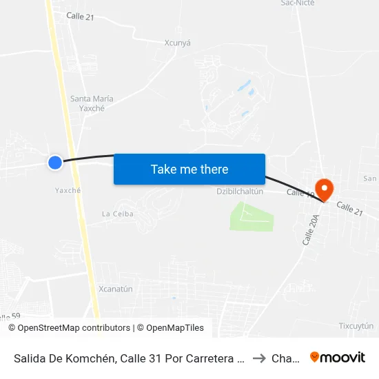 Salida De Komchén, Calle 31 Por Carretera Periférico Progreso-Mérida to Chablekal map