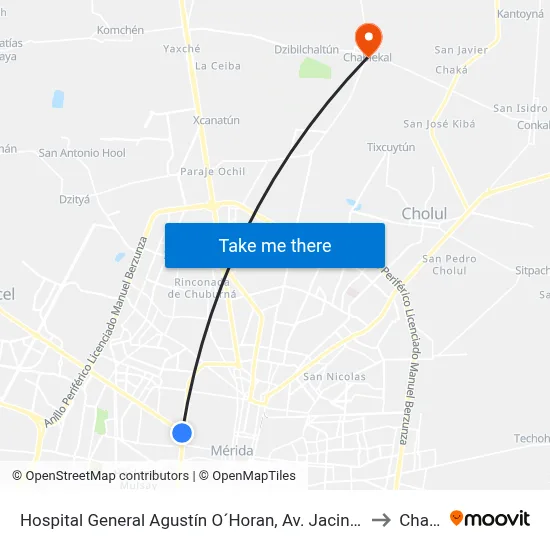 Hospital General Agustín O´Horan, Av. Jacinto Canek Por 59 Y Av. Itzaes, Centro to Chablekal map