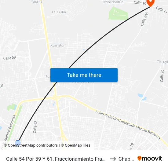 Calle 54 Por 59 Y 61, Fraccionamiento Francisco De Montejo to Chablekal map
