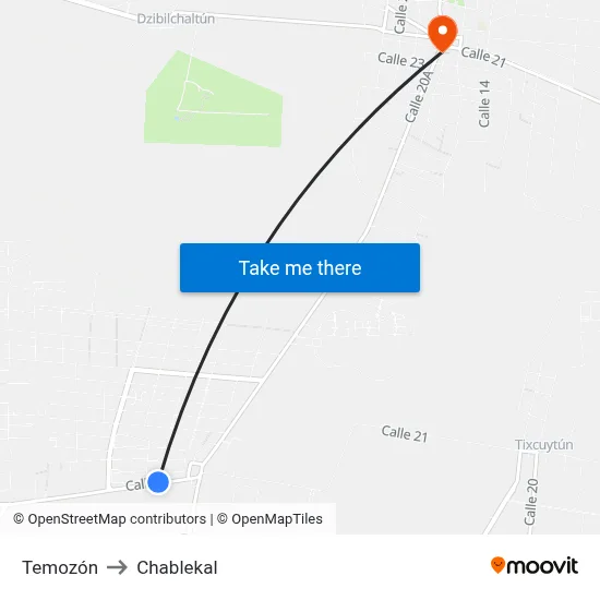 Temozón to Chablekal map