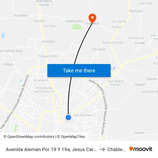 Avenida Alemán Por 19 Y 19a, Jesus Carranza to Chablekal map