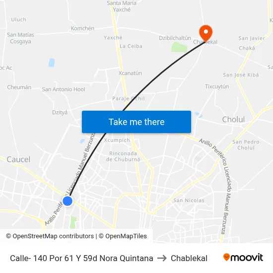 Calle- 140 Por 61 Y 59d Nora Quintana to Chablekal map
