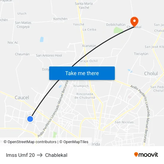 Imss Umf 20 to Chablekal map