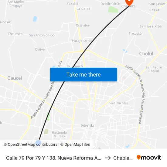 Calle 79 Por 79 Y 138, Nueva Reforma Agraria to Chablekal map