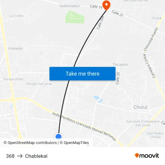 368 to Chablekal map