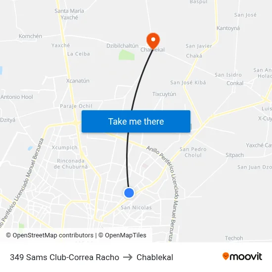 349 Sams Club-Correa Racho to Chablekal map