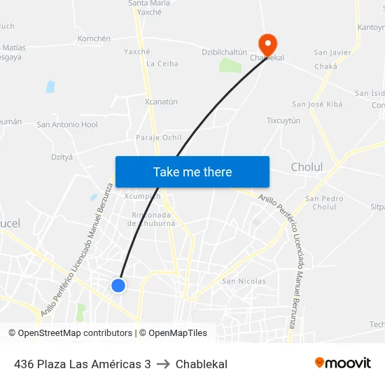 436 Plaza Las Américas 3 to Chablekal map