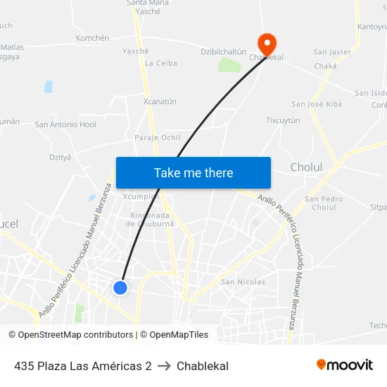 435 Plaza Las Américas 2 to Chablekal map
