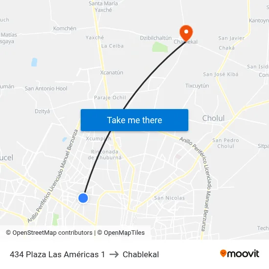 434 Plaza Las Américas 1 to Chablekal map