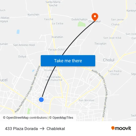 433 Plaza Dorada to Chablekal map