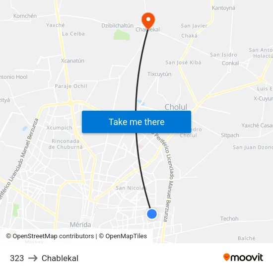 323 to Chablekal map