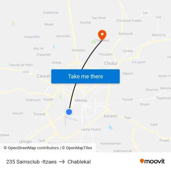 235 Samsclub -Itzaes to Chablekal map