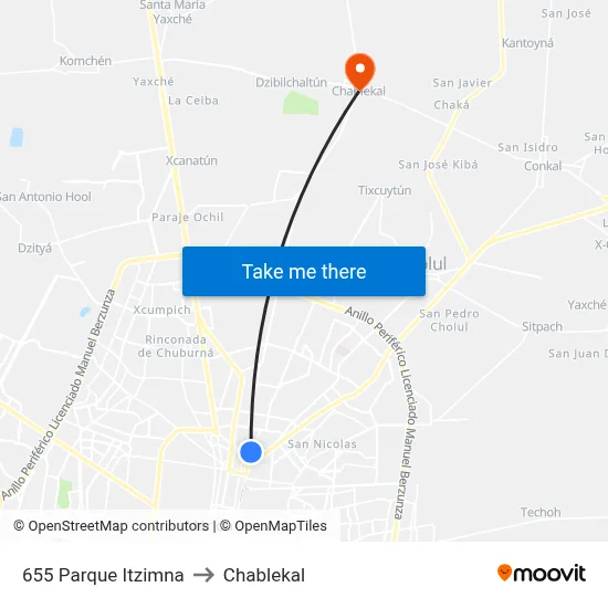 655 Parque Itzimna to Chablekal map
