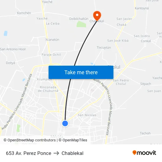 653 Av. Perez Ponce to Chablekal map